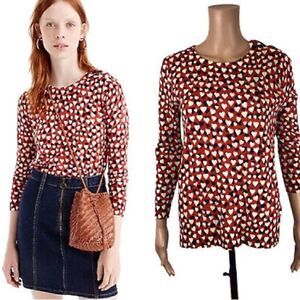 J. Crew | Tippi Merino Wool Valentine Hearts Sweater in Rust Red | S